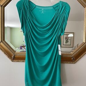 New York & Company Teal Draped Blouse